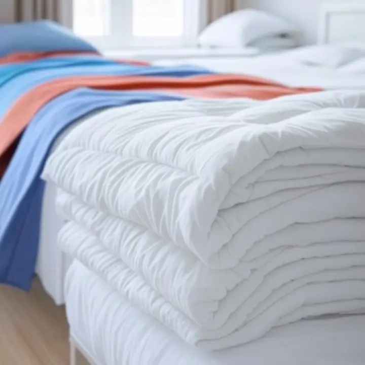 Starannie złożone pościele i tekstylia domowe po profesjonalnym praniu